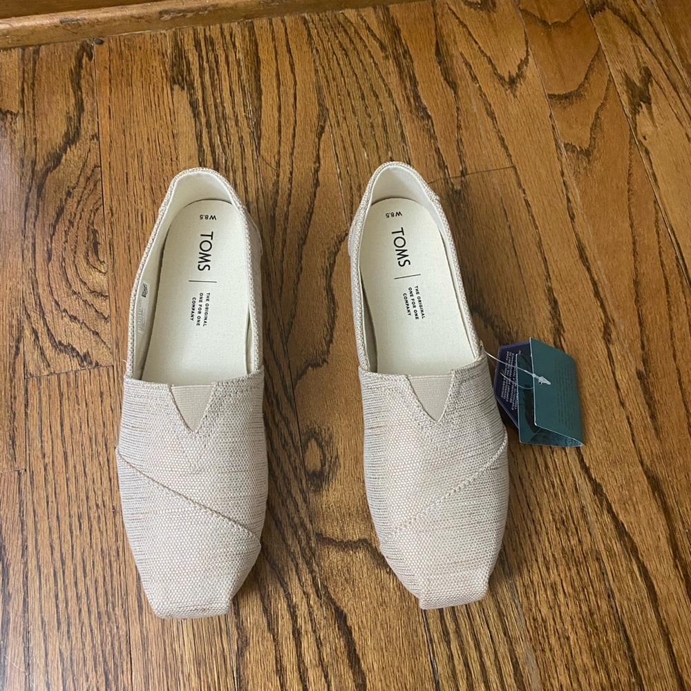 Toms Natural Metallic Woven Loafers Slip-Ons Casual Comfort